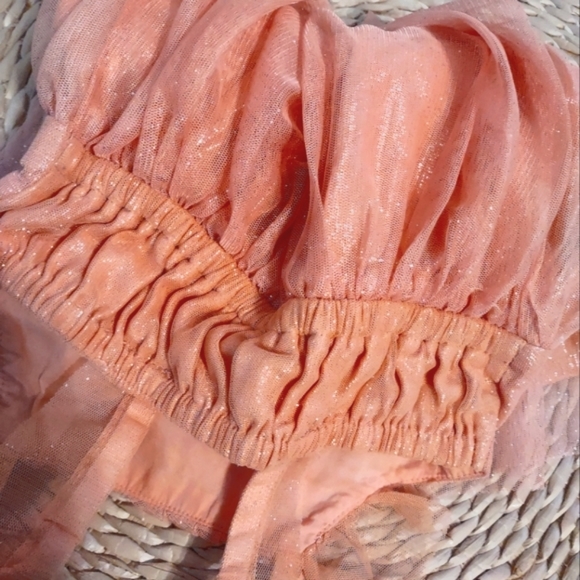 -sold-Coral Cat & Jack girls gauzy fairy peach dress cotton and recycled poly - Picture 6 of 8